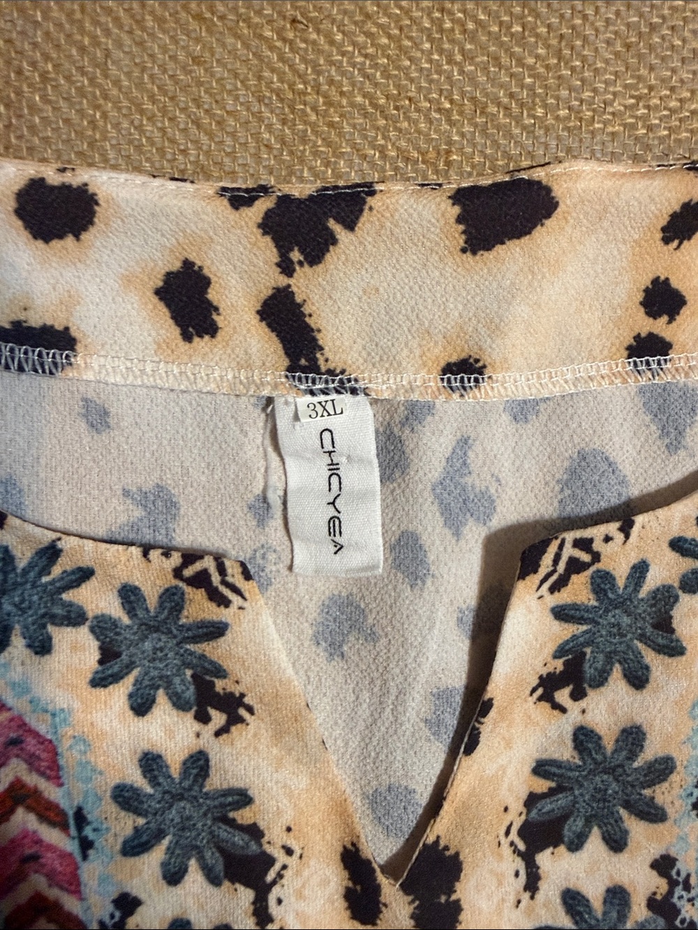 Floral Embroidered Leopard-Print Blouse in Beige - Picture 2 of 4